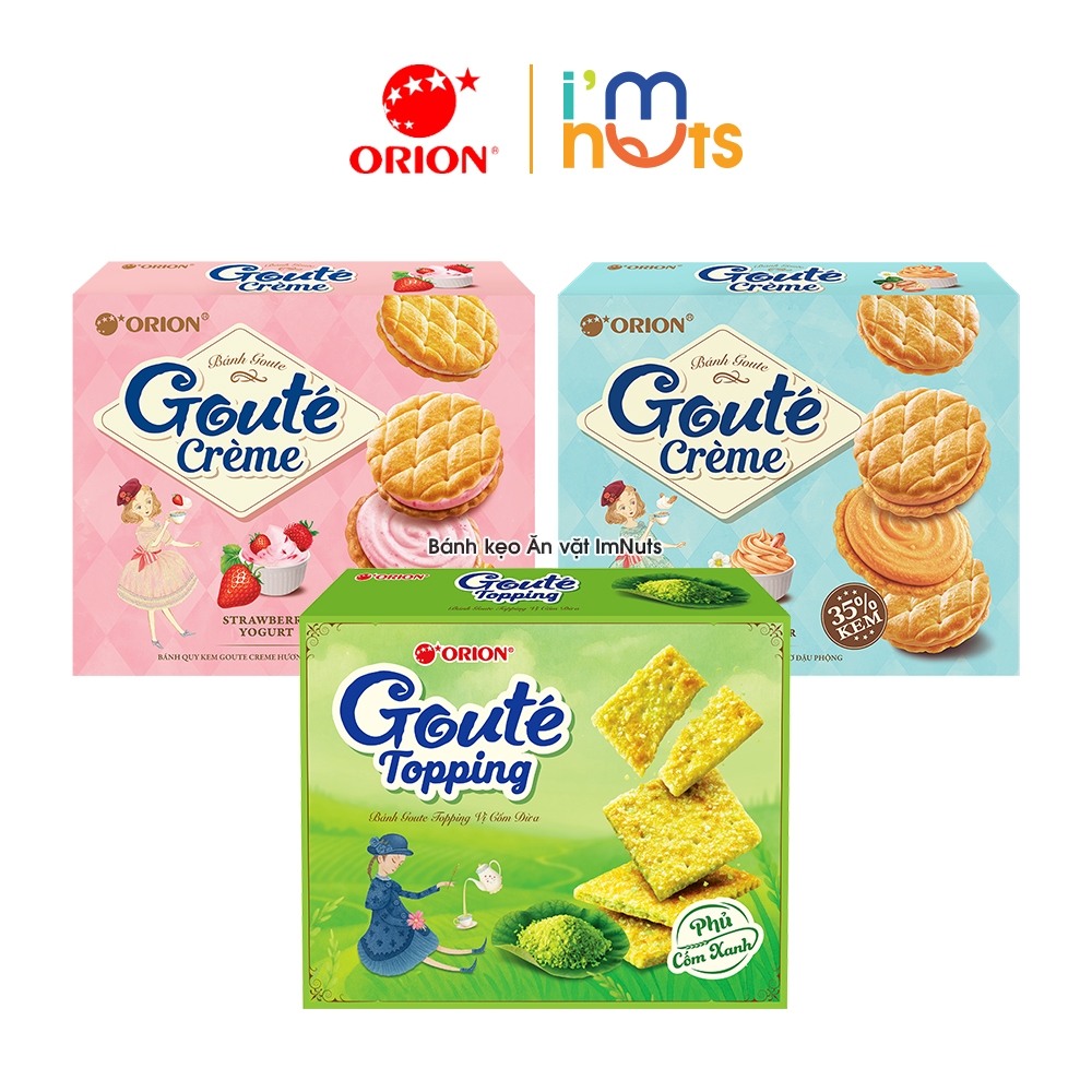 Bánh Quy Kem Goute Creme Và Cracker Goute Topping Orion Đủ Vị Hộp 16 Bánh