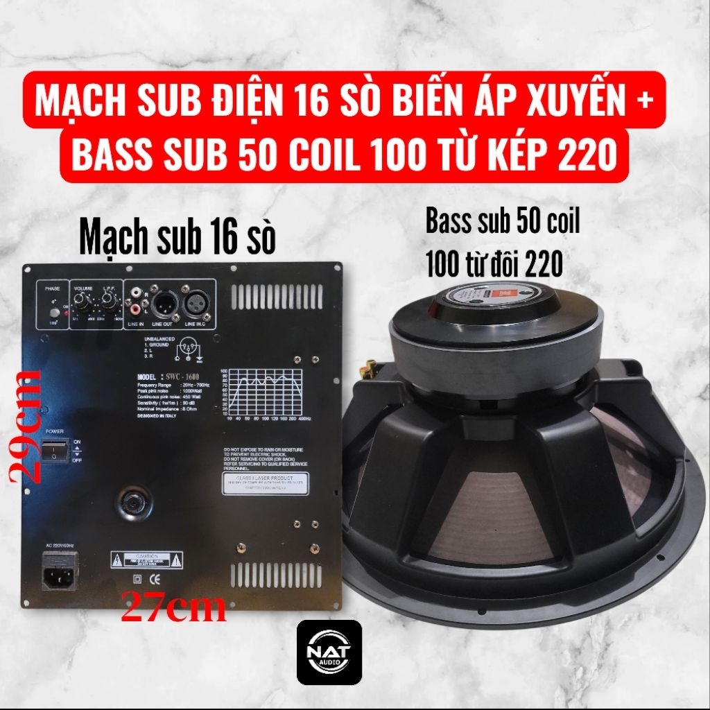 Mạch sub điện 16 sò, Bass sub chọn lọc + vỏ thùng sub điện
