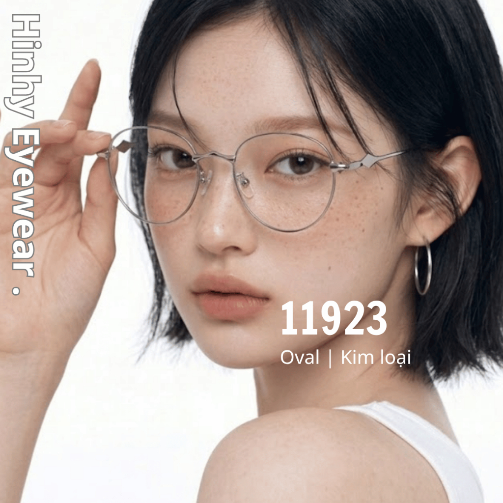 Gọng kính kim loại oval tròn cao cấp [Lắp cận đến 6 độ] form trung bình thời trang nam nữ giả cận Hi