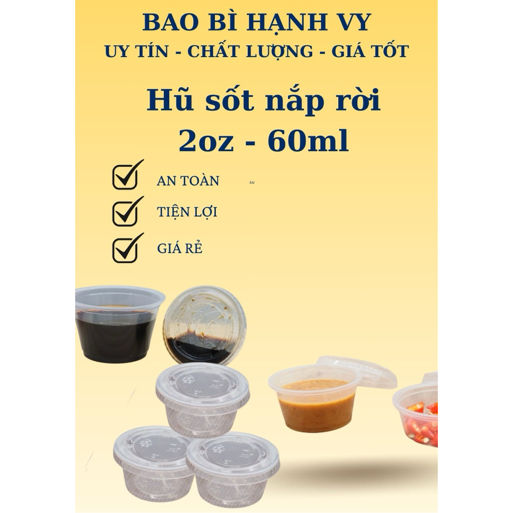 (SỈ) 2000  HŨ SỐT NẮP RỜI 2OZ - HŨ ĐỰNG NƯỚC CHẤM, ĐỰNG SỐT NẮP ĐẬY KÍN- HŨ NHỰA ĐỰNG SỐT GIÁ RẺ