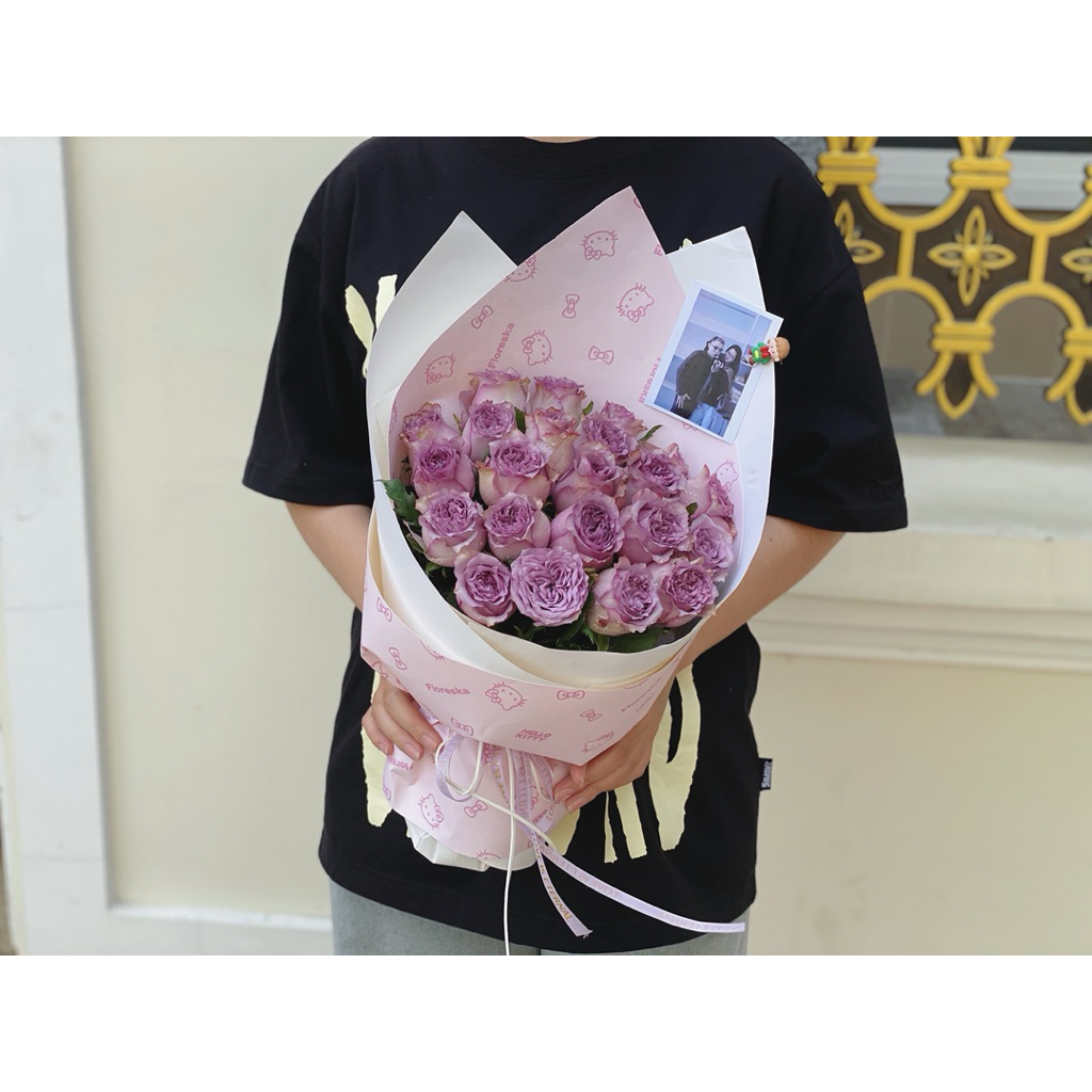 BÓ HỒNG OHARA TÍM (18 - 20 BÔNG) TẶNG KÈM HÌNH