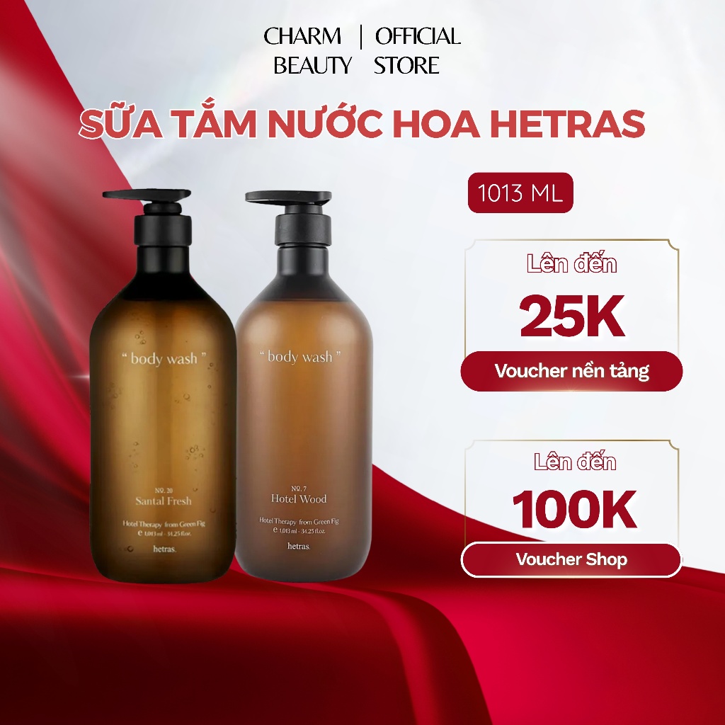 Sữa tắm Hetras Body Wash Hotel Therapy hương nước hoa Hotel Wood dưỡng ẩm và làm mềm da 1013ml