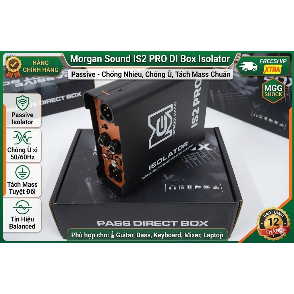 Morgan Sound IS2 PRO DI Box Isolator Passive – Chống Nhiễu, Chống Ù, Tách Mass Âm Thanh Chuẩn