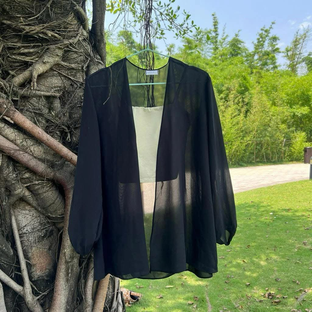 Góc thanh lý - Áo khoác kimono màu đen Meily Design