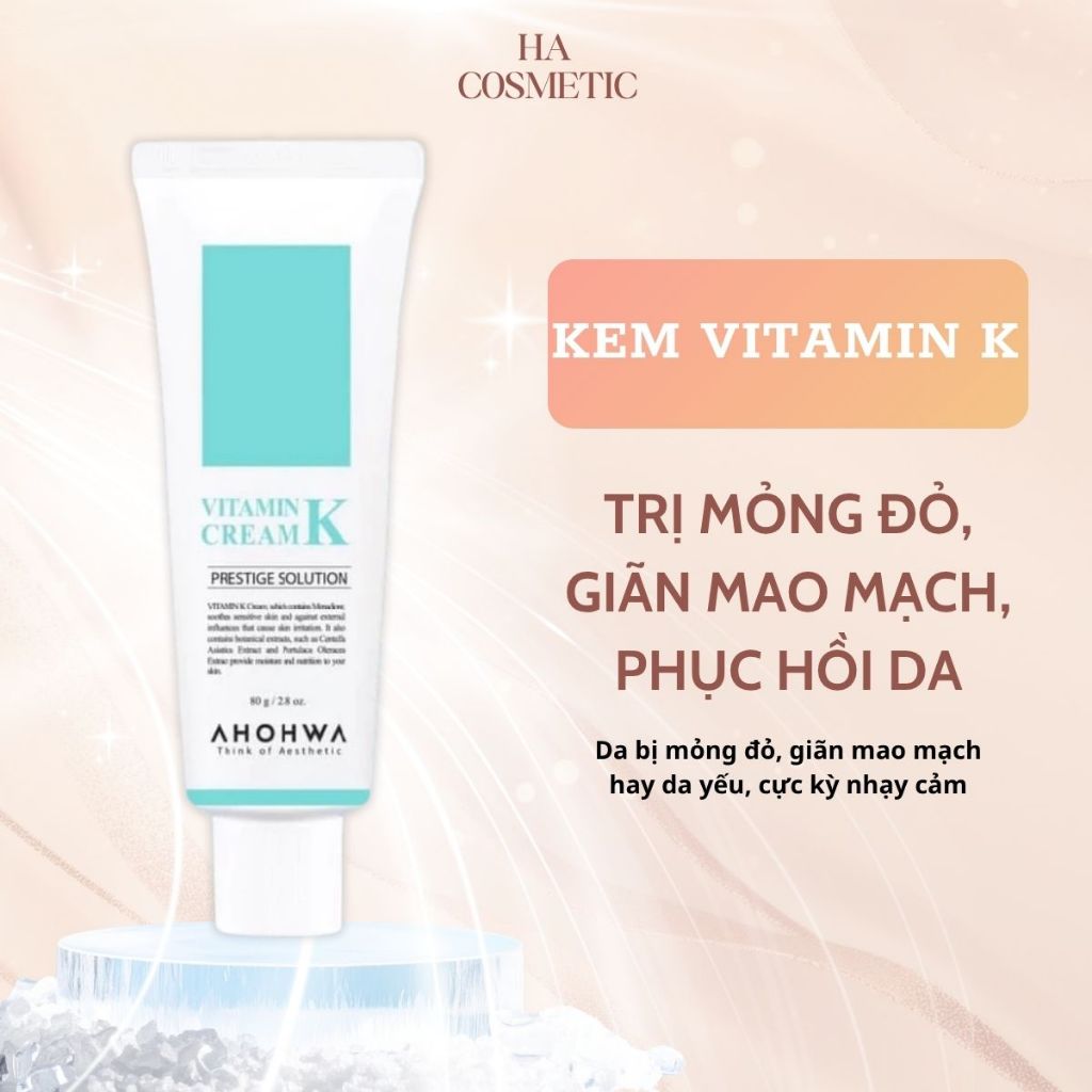 Kem Dưỡng Phục Hồi Ahohwa Vitamin K Cream - Phục Hồi Da Mỏng Đỏ, Giãn Mao Mạch, Làm Dịu Da, Mờ Sẹo