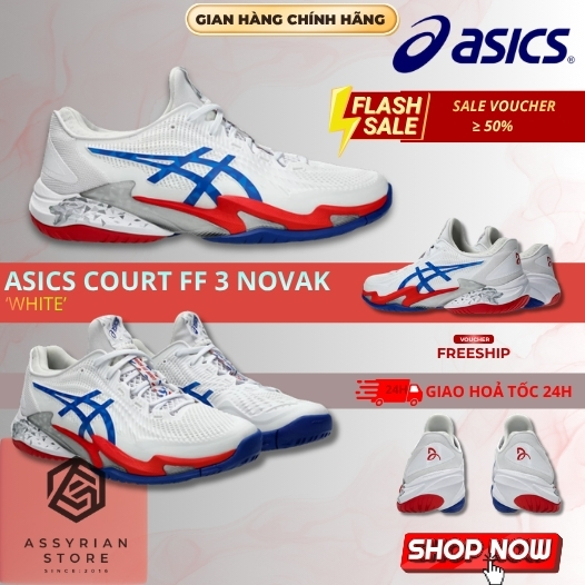 💯Assyrian Store💯Giày Asics Court FF 3 Novak Sói Trắng Xanh Thể Thao Tennis Pickleball