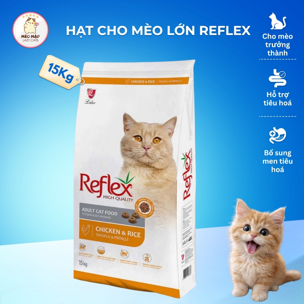 [15KG] Hạt cho mèo lớn REFLEX ADULT vị gà gạo 15KG