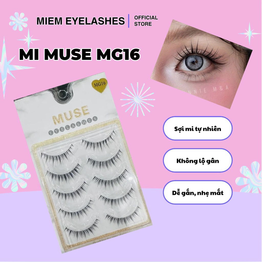 Mi MUSE Gân Trong MG16 - Sợi Mi Tự Nhiên, Dễ Sử Dụng | MIEM EYELASHES