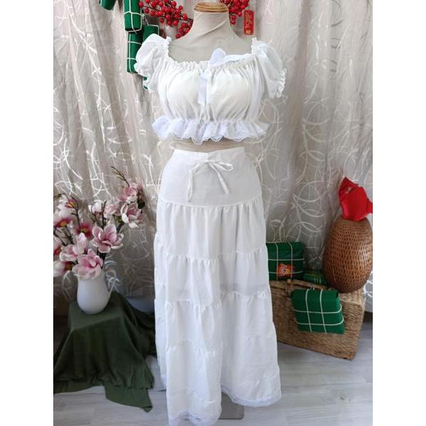 BYMO PASS - Thanh lý Set áo viền ren + chân váy dài - Size M