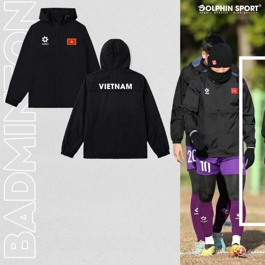 Áo Khoác Gió Hai Lớp Chống Nắng In Hình Đội Tuyển Việt Nam Mẫu 2025 Dành Cho Vận Động Viên Cầu Lông