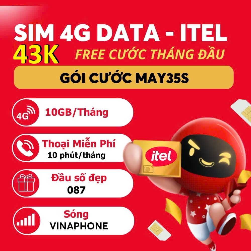 Sim iTel May35, May79, ... sim Wintel Win45x [Miễn phí 1 tháng] 4G VINAPHONE, Gọi Liên mạng Miễn phí
