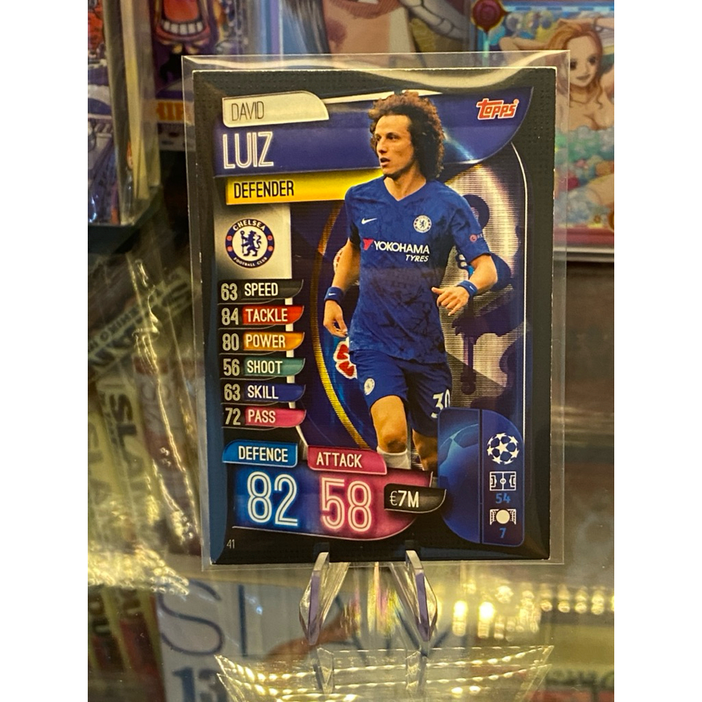 [THẺ CỔ 7 NĂM TUỔI] Thẻ cầu thủ David Luiz Match Attax 2019-20 Áo Chelsea FC Base #41