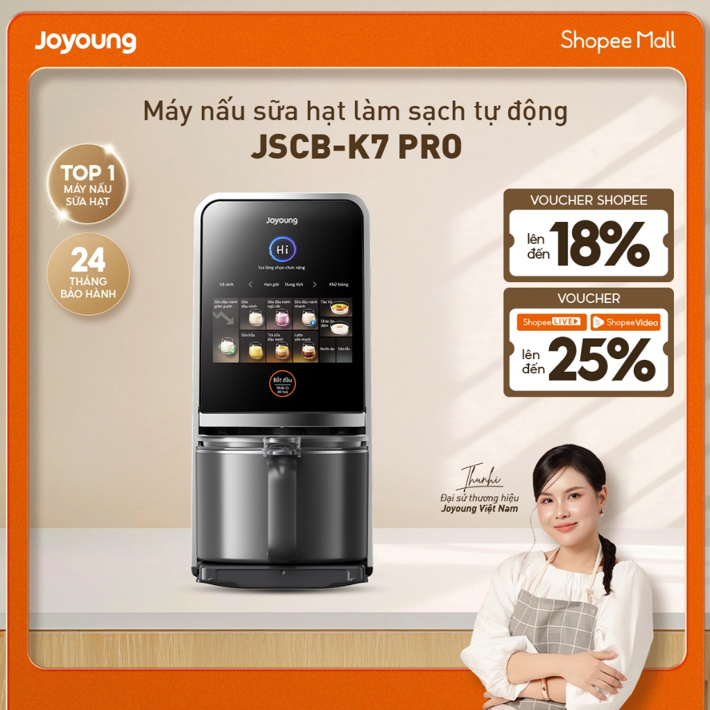 Máy nấu sữa hạt đa năng làm sạch tự động Joyoung JSCB-K7 PRO công nghệ khử Purin chuyên biệt