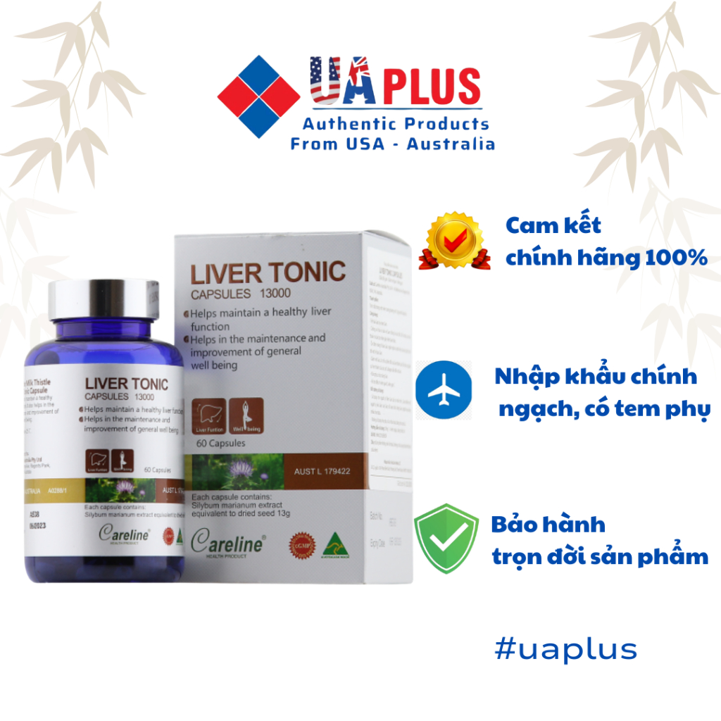 Viên uống Careline Liver Tonic Capsules 13000, một loại thực phẩm chức năng hỗ trợ sức khỏe gan từ Ú