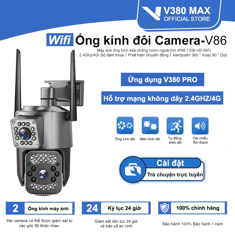 V380 MAX camera 360  Trong nhà và ngoài trời an ninh IP ống kính kép HD 1080P
