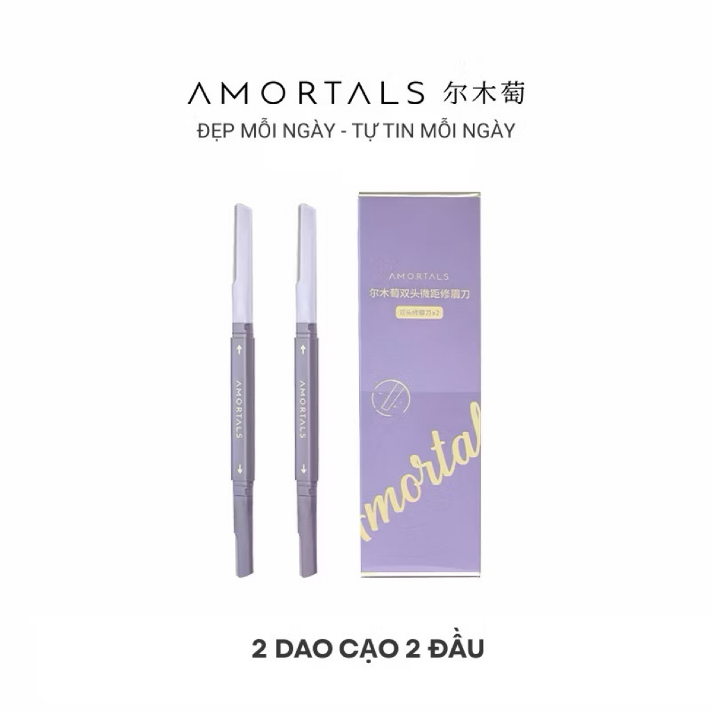 Bộ dao cạo lông mày AMORTALS hai đầu tiện dụng, dao tỉa lông mày cạo râu tiện lợi