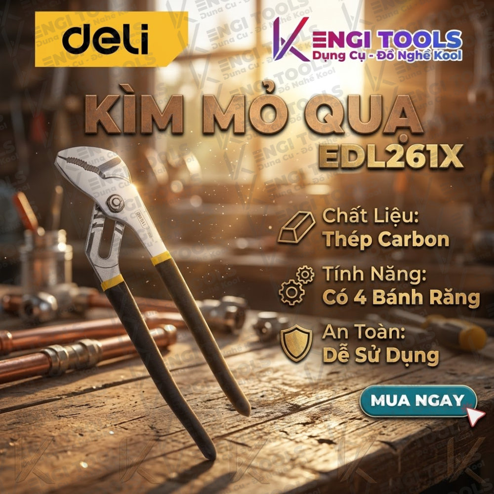 [Hàng Chính Hãng] Kìm Mỏ Quạ Cao Cấp Deli EDL2610 EDL2612 - Thép Cacbon Cao Cấp