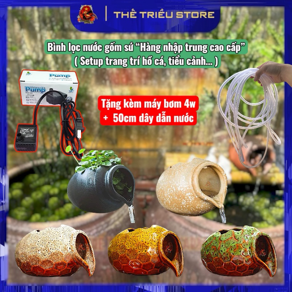 (SALE GIÁ SỈ) Bình nước trang trí bể cá, tiểu cảnh. Hàng cao cấp bằng gốm sứ rất xịn xò nhập khẩu, nhiều mẫu khác nhau.