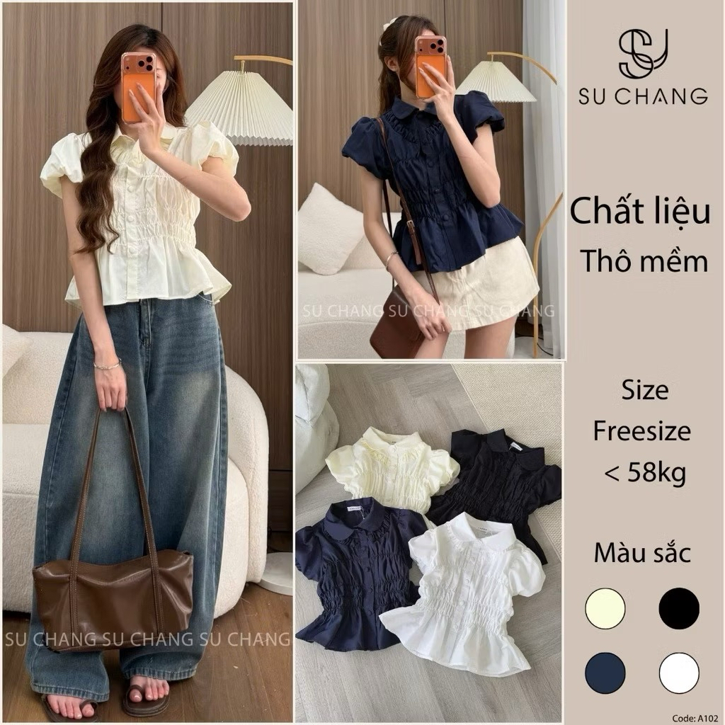 Áo Sơmi Cổ Sen Cúc Bọc Tay Bồng Chun Eo M9777 KENCO Thời Trang Nữ | BigBuy360 - bigbuy360.vn
