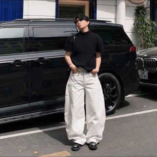 Quần baggy jean nam nữ phom Unisex ống bí màu trắng xu hướng mới cực Hot