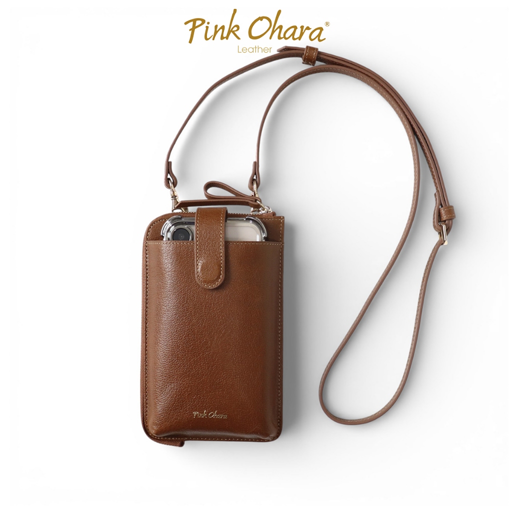 Túi Đeo Chéo Đựng Điện Thoại Da Bò Thật PINK OHARA