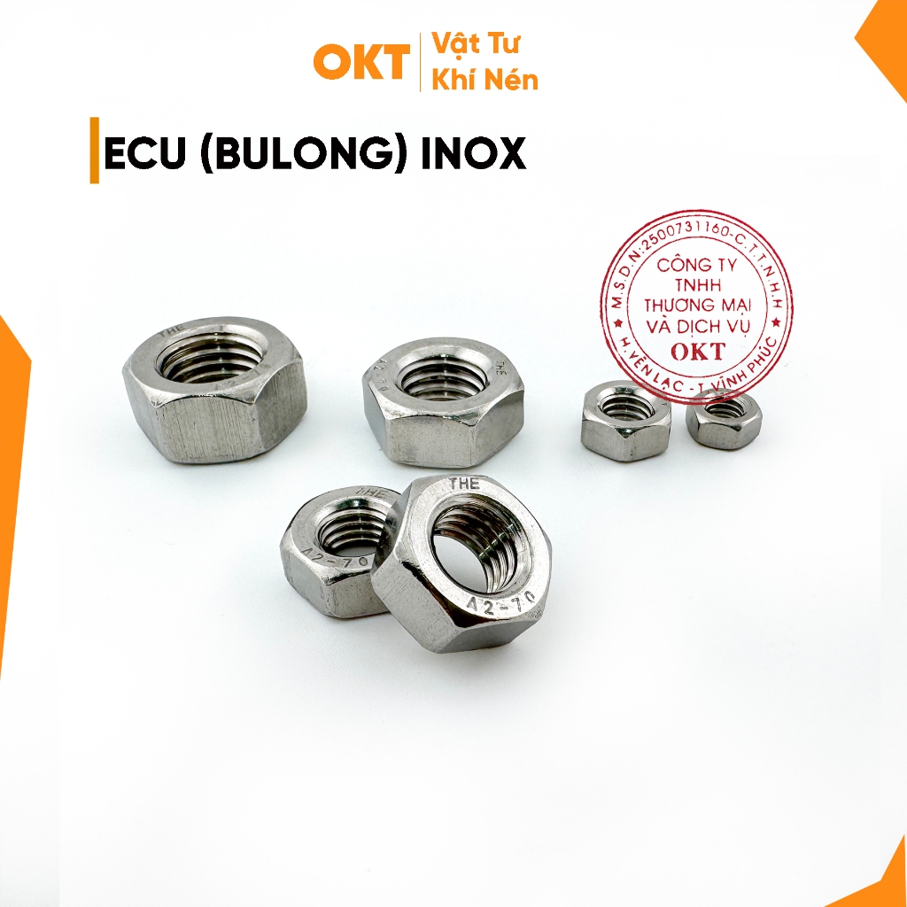 |1kg| Bu Lông Ecu Inox 201. Inox 304 – Đai Ốc Lục Giác M6 → M18. Tiêu Chuẩn A2-70
