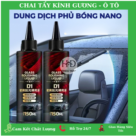 Chai Tẩy Kính Chống Bám Nước Đánh Bóng Bề Mặt Chai Phủ Nano Kính Ô Tô D1 150ml
