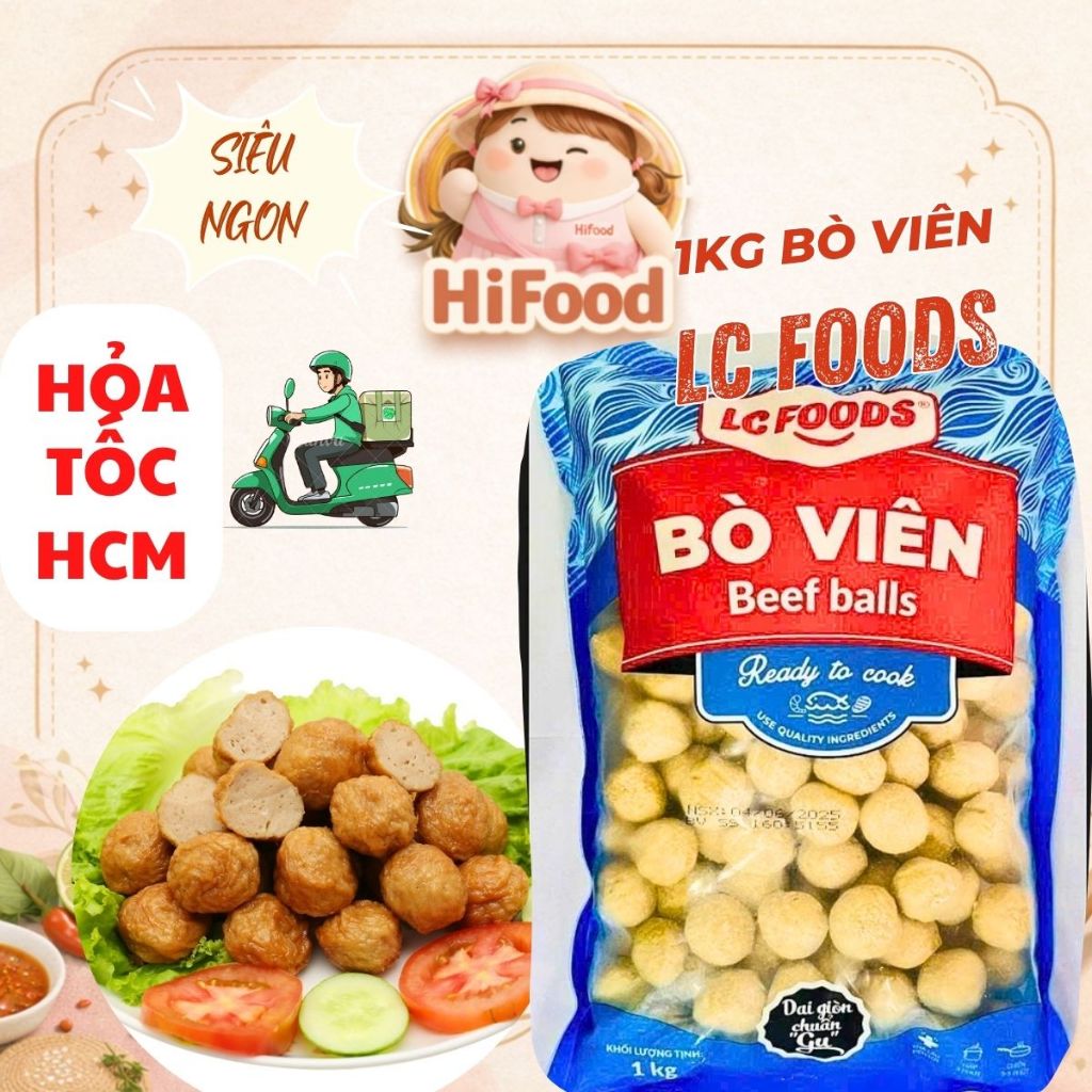 (Hỏa Tốc HCM) Bò Viên, giòn dai, thơm ngon, đậm vị LCFOOD-topping đồ chiên ăn vặt hấp dẫn