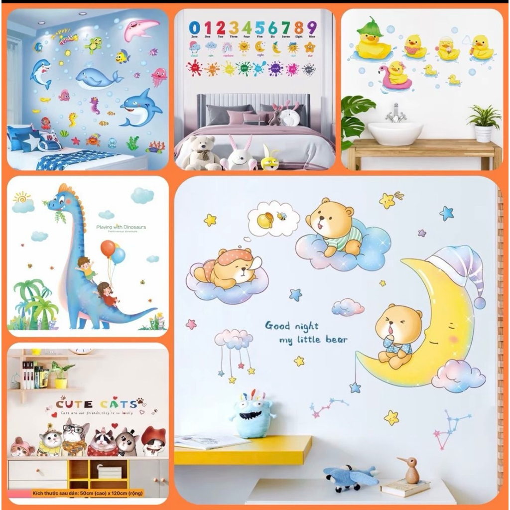 Deacl Dán Tường cho Decor phòng cho bé tích cơ idako 3D sticker