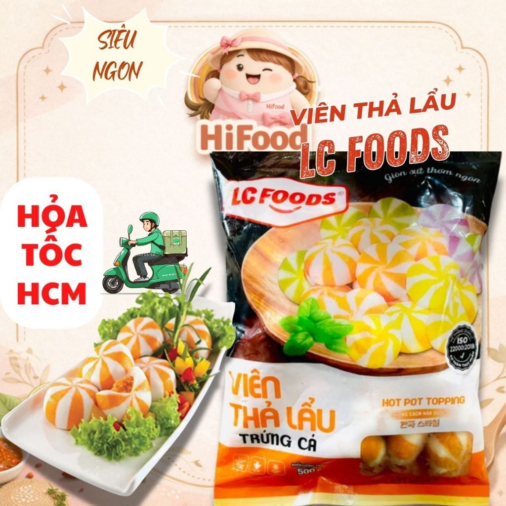 [Hỏa Tốc HCM-Giá Sỉ] Viên Thả Lẩu Trứng Cá LCFOOD-chiên, lẩu ngon, topping đồ chiên chất lượng, ngon