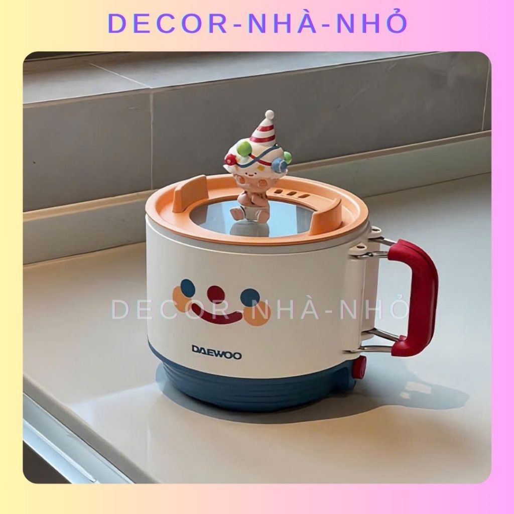TD3 - Ca Điện Đa Năng Daewoo Mini - Nồi Nấu Lẩu, Mì Siêu Tốc Họa Tiết Circus Mặt Cười Đáng Yêu (Kèm 
