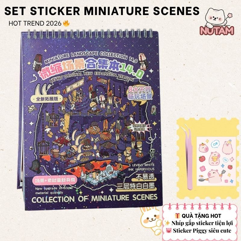Set Sticker Miniature Scene 3D 14.0 Gothic + Tặng Nhíp Gắp Tiện Lợi & Sticker Piggy