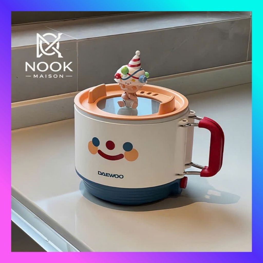 TD3 - Ca Điện Đa Năng Daewoo Mini - Nồi Nấu Lẩu, Mì Siêu Tốc Họa Tiết Circus Mặt Cười Đáng Yêu