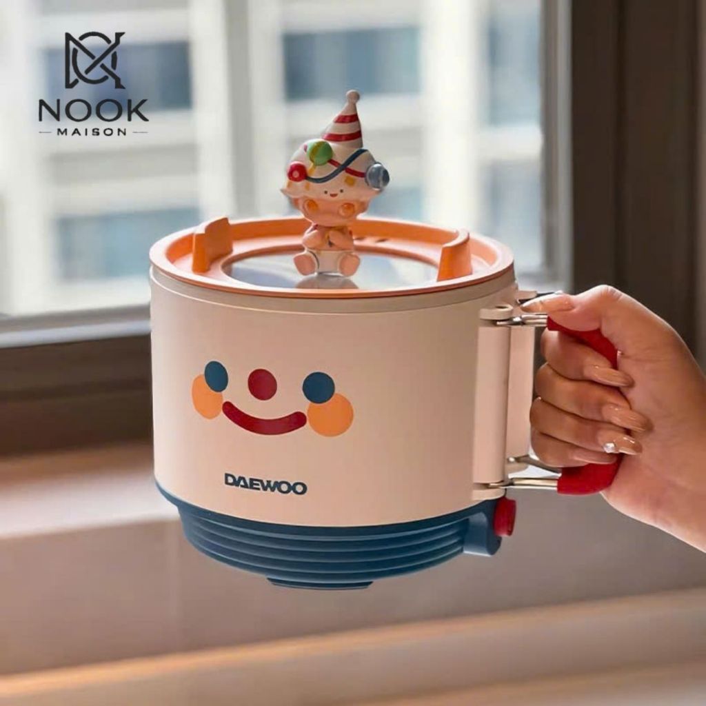 TD3 - Ca Điện Đa Năng Daewoo Mini - Nồi Nấu Lẩu, Mì Siêu Tốc Họa Tiết Circus Mặt Cười Đáng Yêu