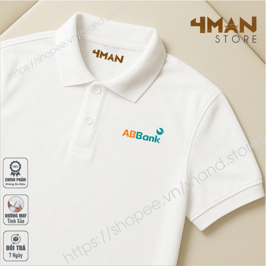 Áo thun Polo Ngân Hàng ABBank - Vải thun Cá sấu CVC Cao Cấp Dày mịn Thoáng MÁt Chống nhăn - 4man Sto