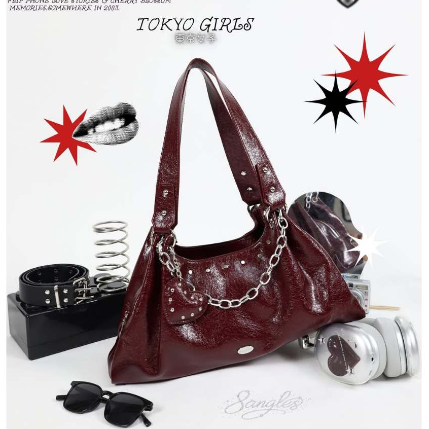 [SẴN] Túi Đeo Vai 8angles Cutie Savage 12.5inch Kèm Charm Tim Phong Cách Y2K Rock Star Siêu Cool