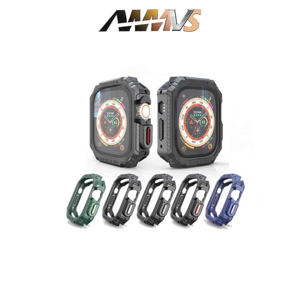 【AWMVS】Ốp bảo vệ Apple Watch – Khung vân carbon cao cấp,Phù hợp với Apple Watch Series 9 / 8 / SE (4