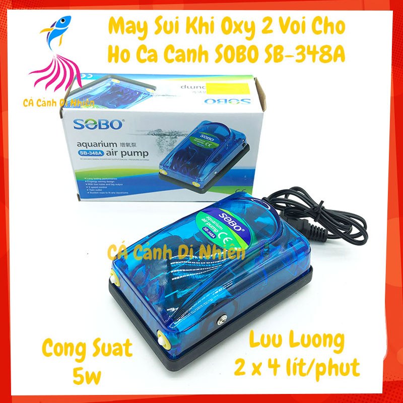 Máy sục sủi khí oxy 2 vòi 5W SOBO SB-348A 5W cho hồ cá sb 348a