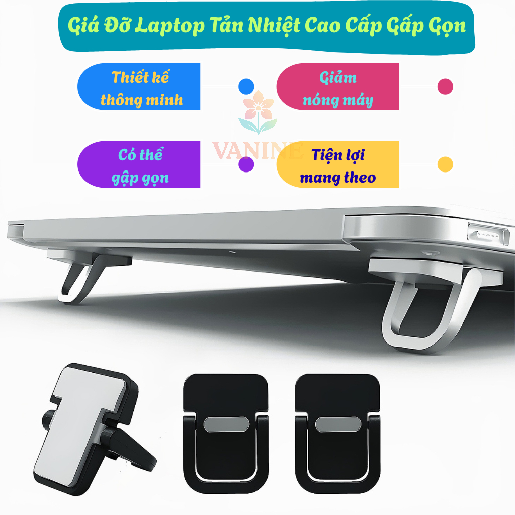 Set 2 Chân Đỡ Laptop Chống Nóng – Chống Trượt -Đế Kê Laptop Tản Nhiệt Nhanh Gấp Gọn -Giá Đỡ Laptop