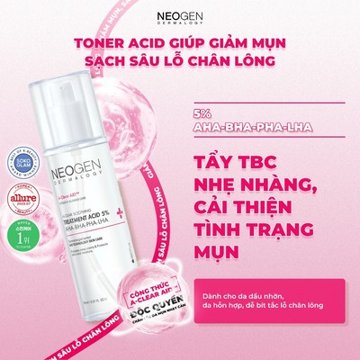 Toner Tẩy Tế Bào Chết 5% PHA - AHA - LHA - BHA Hỗ Trợ Giảm Mụn Neogen Dermalogy Treatment Acid