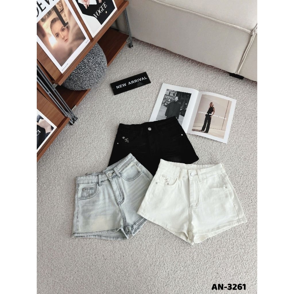 Quần sóc jean túi thêu chữ an-3261