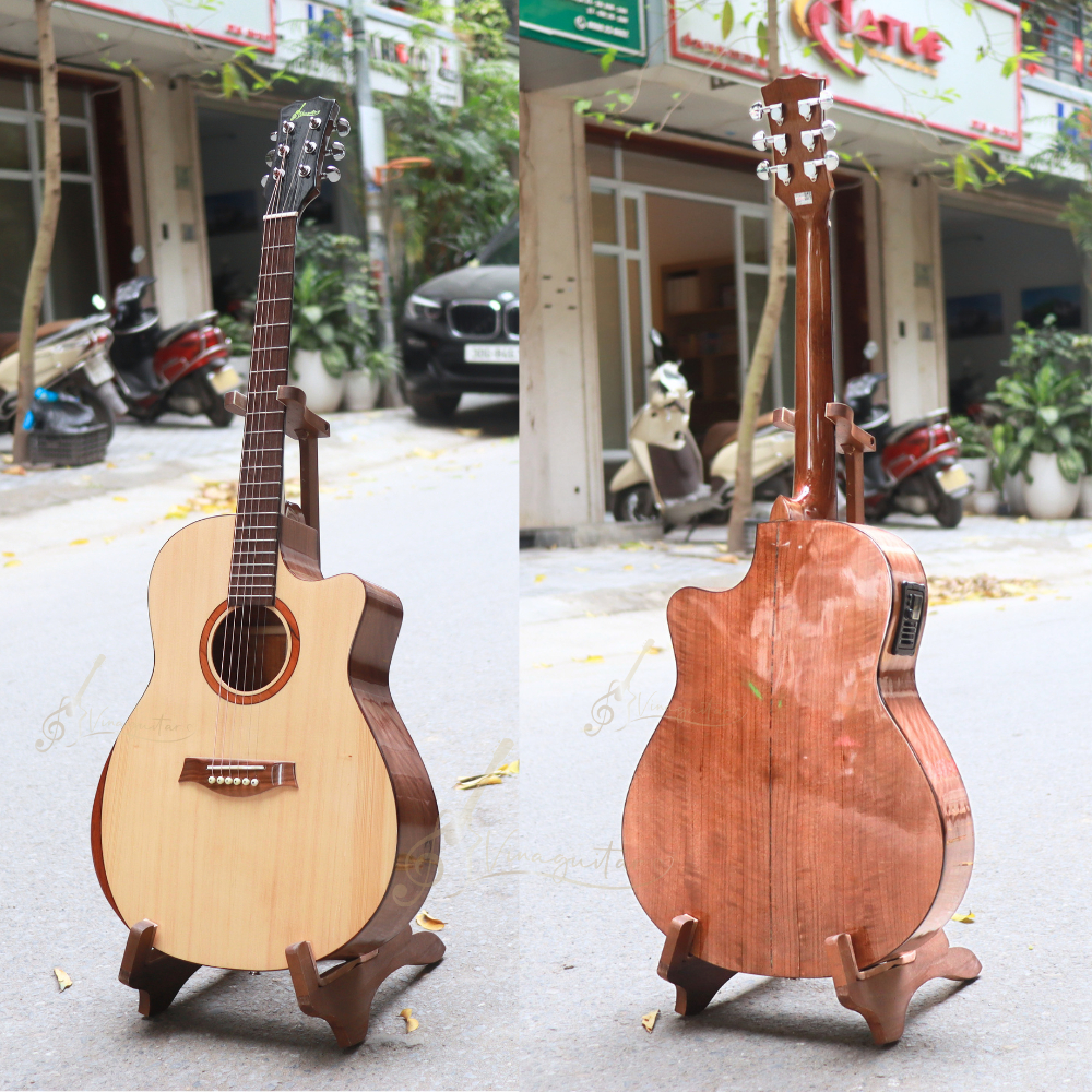 Đàn Guitar Cũ Thanh Lý Acoustic Vinaguitar VG-Co6v Kèm EQ Metb12 Gỗ Còng Cườm - Tặng 12 Phụ Kiện Bao