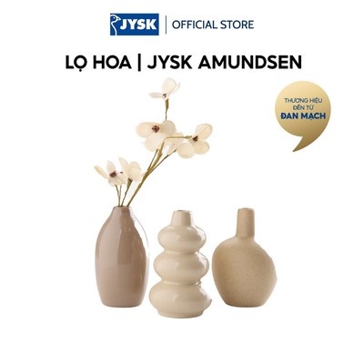 Lọ hoa | JYSK AMUNDSEN | gốm | be/nâu | bộ 3 chiếc | Ø6xC10cm