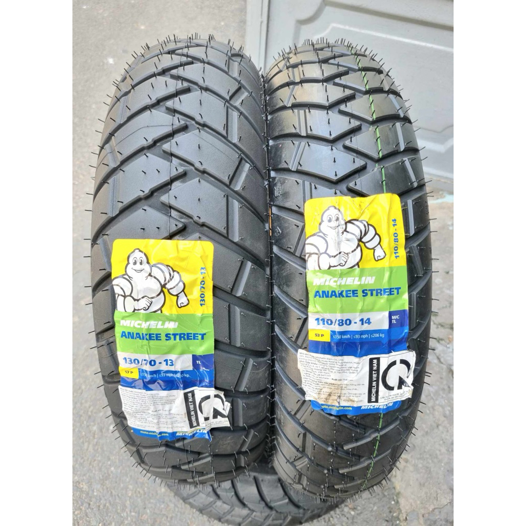 FULL SIZE  Michelin Anakee Street size 80/90/14 90/90/14 90/80/14 100/80/14 110/80-14 130/70-13  tay