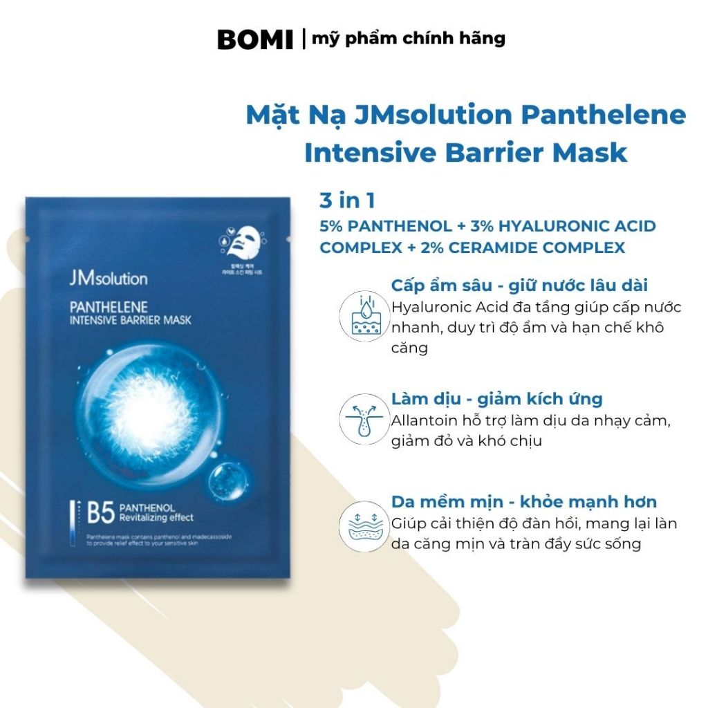 Mặt nạ giấy JM solution B5 Panthelene Sheet Mask  – Cấp ẩm sâu, hỗ trợ phục hồi, giúp da mềm mịn và 
