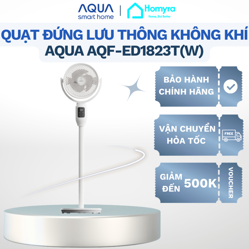 Quạt Lưu Thông Không Khí AQUA AQF-ED1823T Có Remote, AI Giọng Nói - Chính hãng