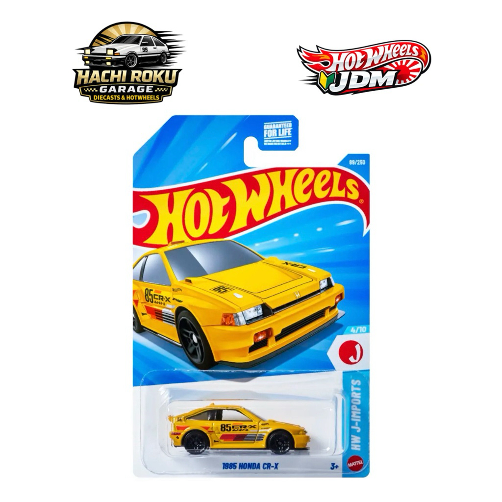 Hot Wheels Honda CR-X 1985 🟡 1:64 Màu Vàng Xe Mô Hình Diecast JDM Mô Hình Sưu Tầm Card đẹp