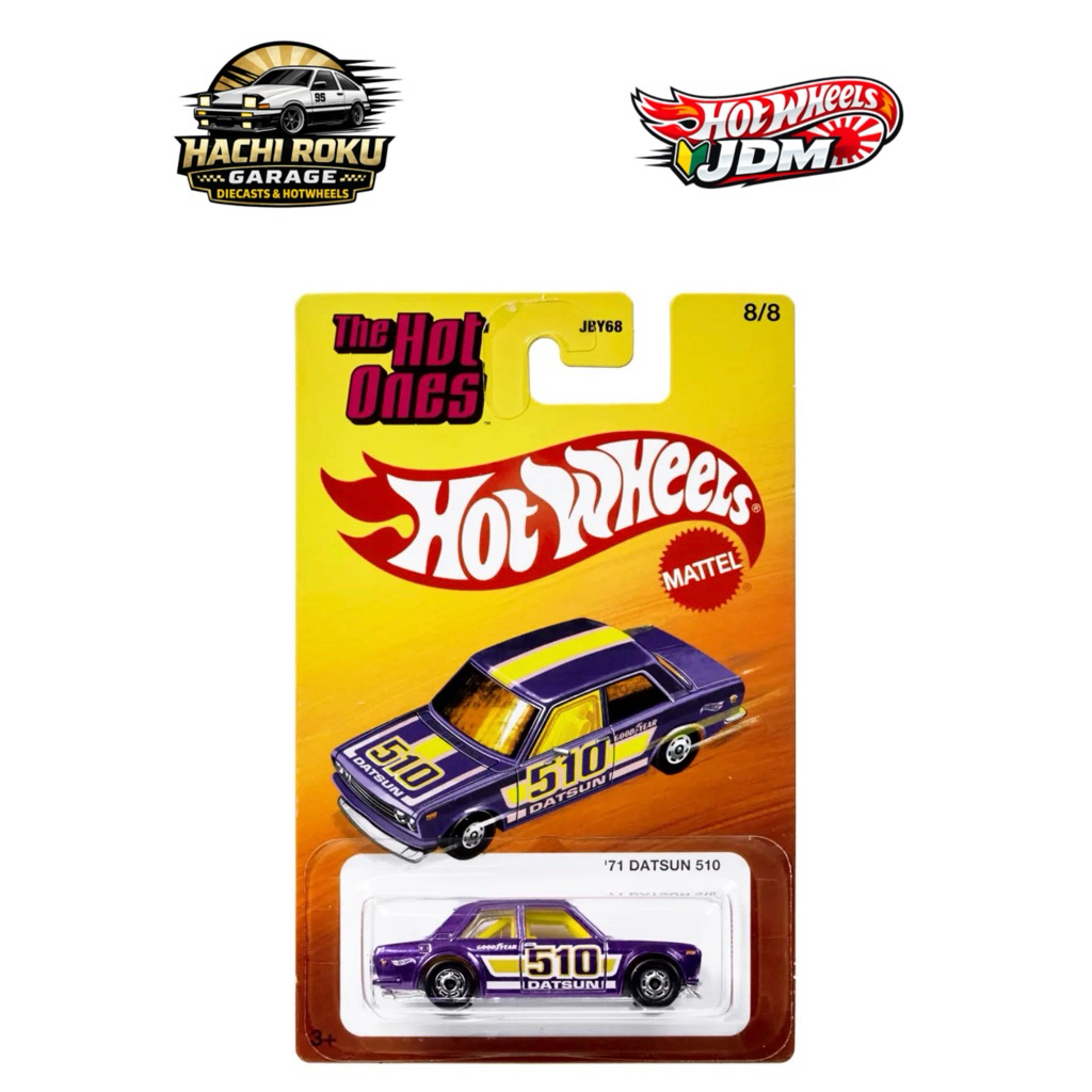 Hot Wheels 1971 Datsun 510 🔥 JDM Classic Goodyear Xe mô hình sưu tầm chính hãng  card đẹp
