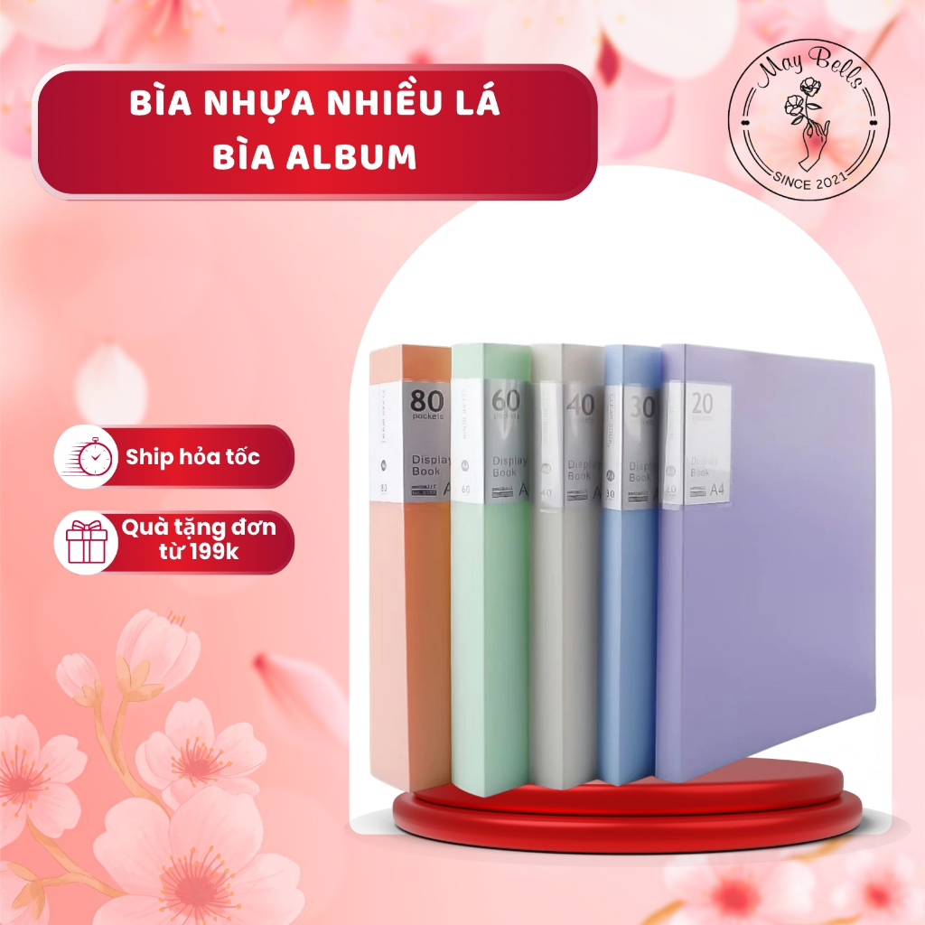 Bìa Nhựa 20 Lá 40 Lá 60 Lá, Bìa Nhựa Nhiều Lá Đựng Hồ Sơ, Bìa Album Màu Ngẫu Nhiên