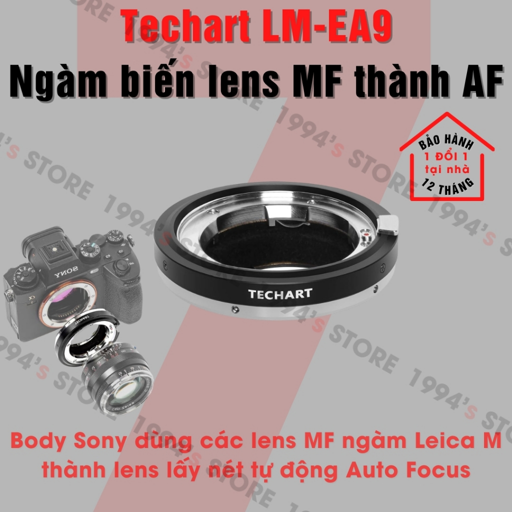 Ngàm chuyển Techart LM-EA9 - Biến lens MF thành lens AF - Dùng cho máy ảnh Sony sử dụng các ống kính